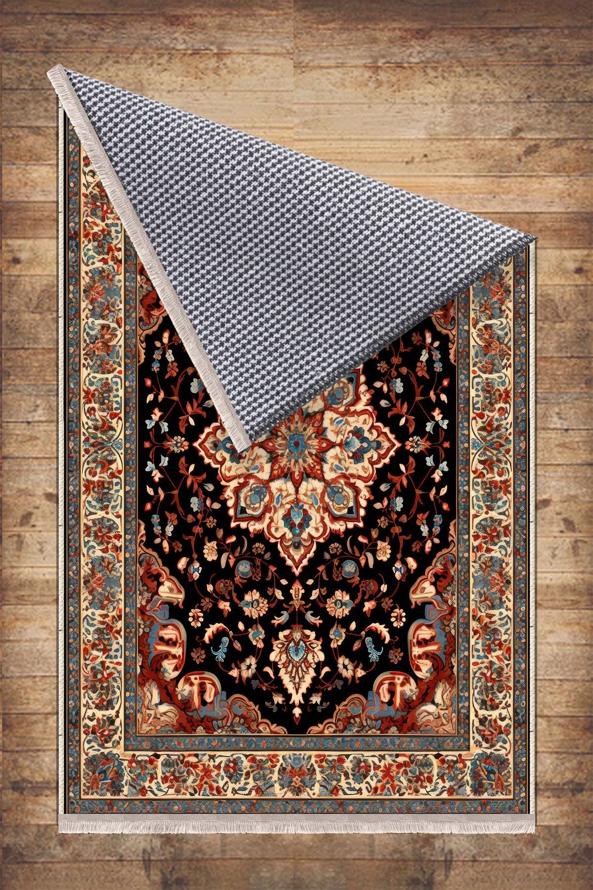 Persian Floral Victorian Rug Brown Orange Turkish Medieval Carpet Soft Textured Kitchen Runner Bohemian Area Rug
