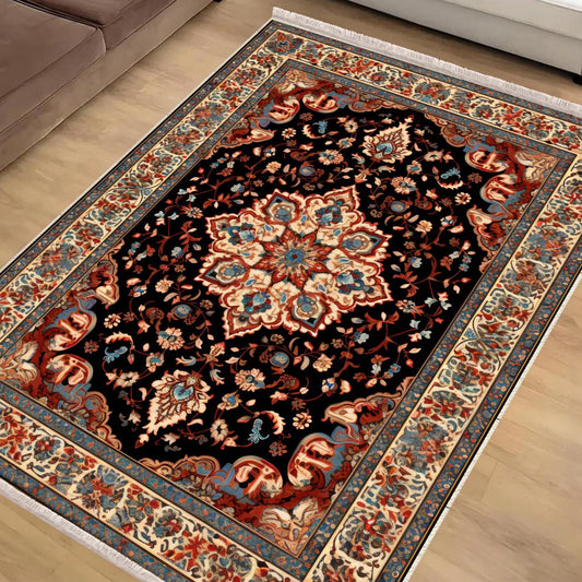 Persian Floral Victorian Rug Brown Orange Turkish Medieval Carpet Soft Textured Kitchen Runner Bohemian Area Rug