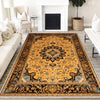 Persian Ethnic Victorian Rug - Brown Yellow Turkish Medieval Carpet, Soft Textured Kitchen Runner Bohemian Area Rug