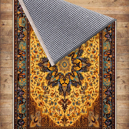 Persian Ethnic Victorian Tribal Rug - Brown Yellow Green Turkish Medieval Carpet, Soft Textured Kitchen Runner Bohemian Area Rug