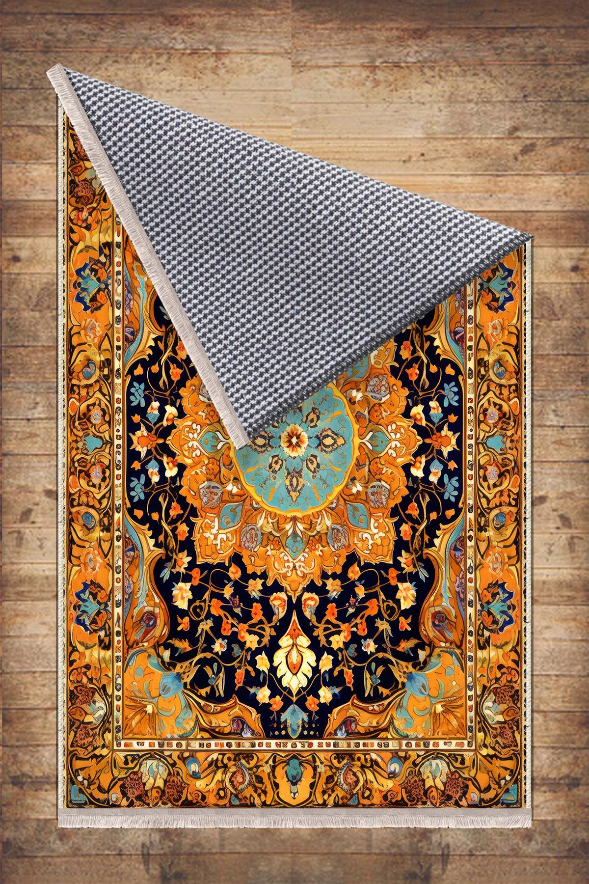 Persian Ethnic Victorian Tribal Rug - Brown Yellow Green Turkish Floral Medieval Carpet, Soft Textured Kitchen Runner Bohemian Area Rug