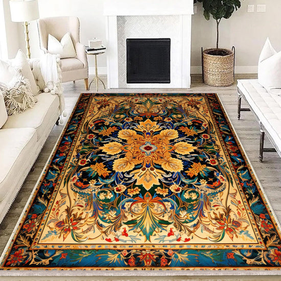 Persian Ethnic Victorian Tribal Rug - Colorful Turkish Floral Medieval Carpet, Soft Textured Kitchen Runner Bohemian Area Rug
