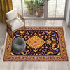 Persian Ethnic Victorian Tribal Rug - Brown Purple Black Turkish Floral Medieval Carpet, Soft Textured Kitchen Runner Bohemian Area Rug