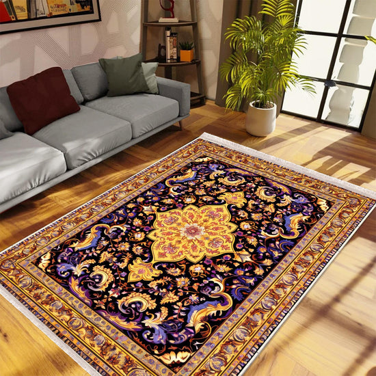 Persian Ethnic Victorian Tribal Rug - Brown Purple Black Turkish Floral Medieval Carpet, Soft Textured Kitchen Runner Bohemian Area Rug