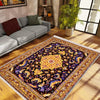 Persian Ethnic Victorian Tribal Rug - Brown Purple Black Turkish Floral Medieval Carpet, Soft Textured Kitchen Runner Bohemian Area Rug