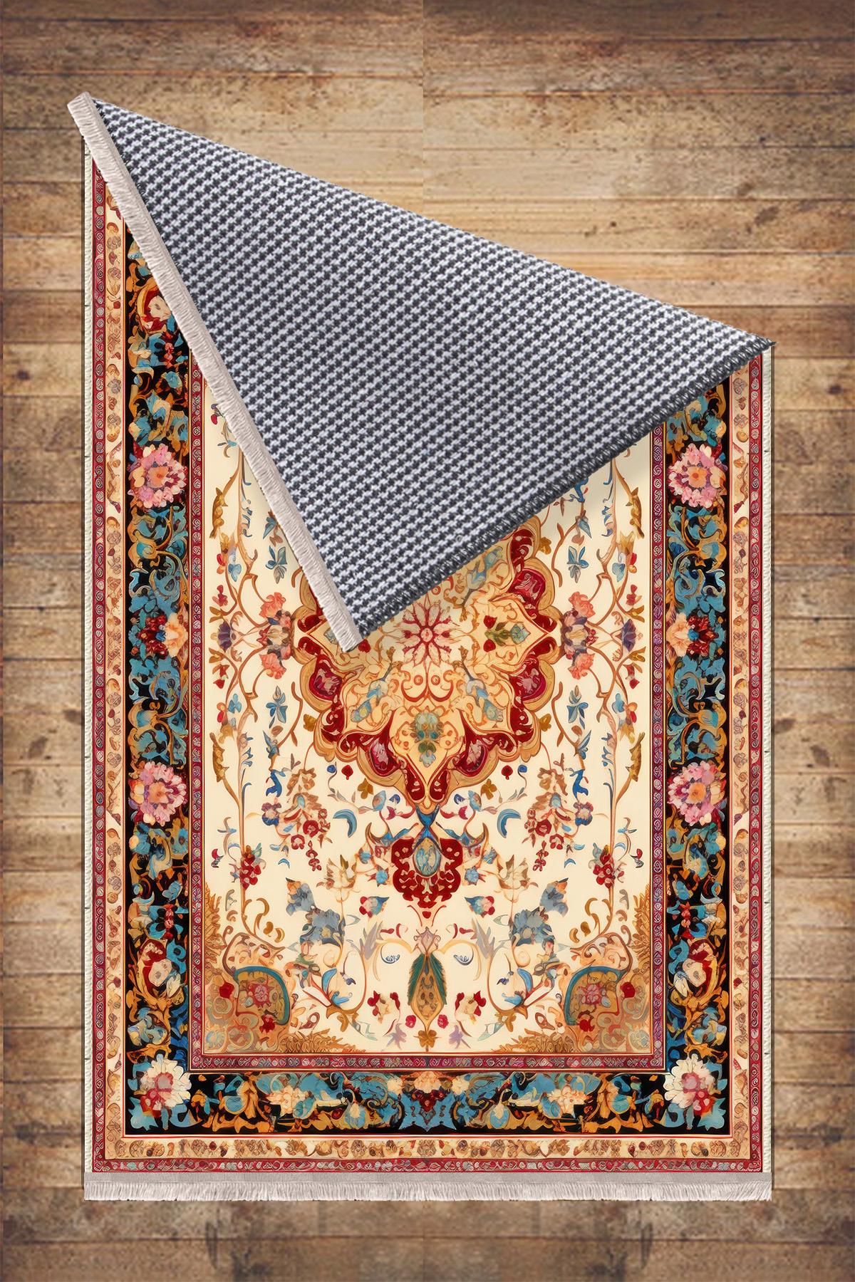 Persian Ethnic Victorian Tribal Rug - Brown Green Red Turkish Floral Medieval Carpet, Soft Textured Kitchen Runner Bohemian Area Rug