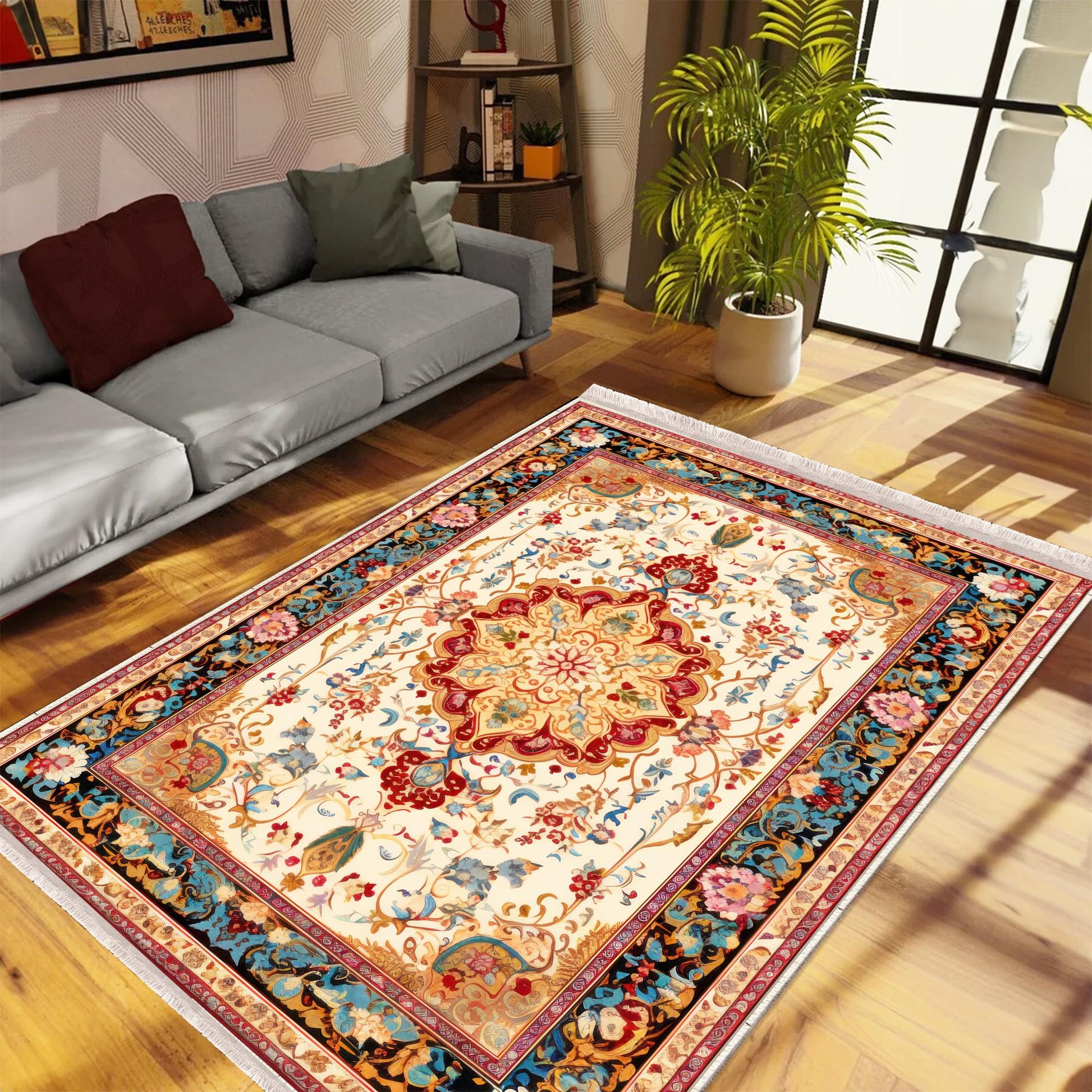 Persian Ethnic Victorian Tribal Rug - Brown Green Red Turkish Floral Medieval Carpet, Soft Textured Kitchen Runner Bohemian Area Rug