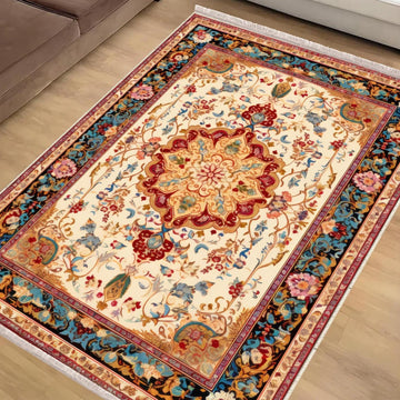 Persian Ethnic Victorian Tribal Rug - Brown Green Red Turkish Floral Medieval Carpet, Soft Textured Kitchen Runner Bohemian Area Rug