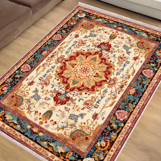Persian Ethnic Victorian Tribal Rug - Brown Green Red Turkish Floral Medieval Carpet, Soft Textured Kitchen Runner Bohemian Area Rug