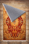 Persian Ethnic Victorian Tribal Rug - Red Yellow Antiqued Turkish Floral Medieval Carpet, Soft Textured Kitchen Runner Bohemian Area Rug