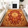 Persian Ethnic Victorian Tribal Rug - Red Yellow Antiqued Turkish Floral Medieval Carpet, Soft Textured Kitchen Runner Bohemian Area Rug