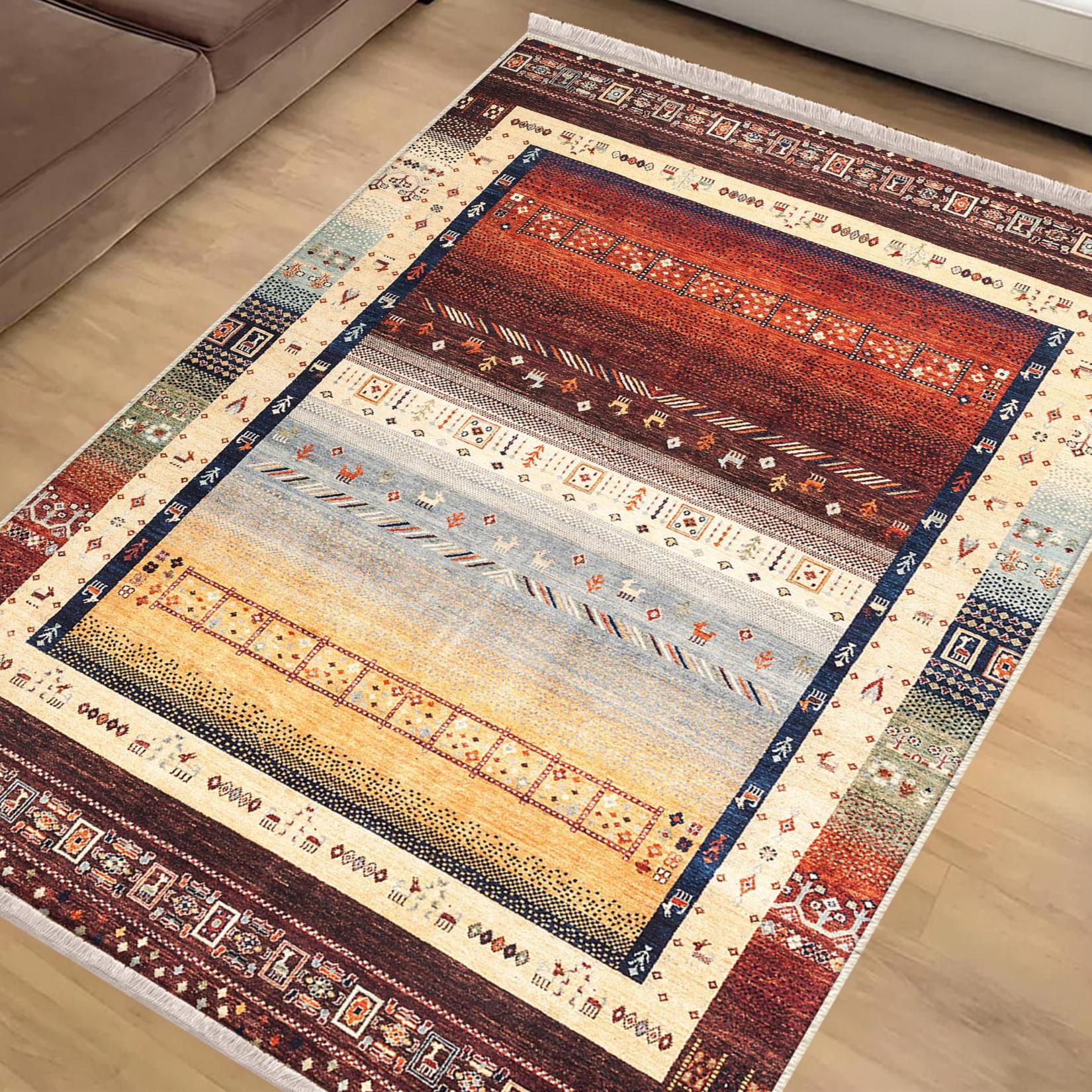 Authentic Ethnic Retro Persian Non-Slip Turkish Kilim Area Rug, Washable Living Room Rugs with pillow case gift, Housewarming Gift
