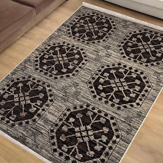 Authentic Ethnic Retro Persian Anatolian Turkish Kilim Area Rug, Washable Non Slip Living Room Rugs with pillow case gift, Brown Retro Rug