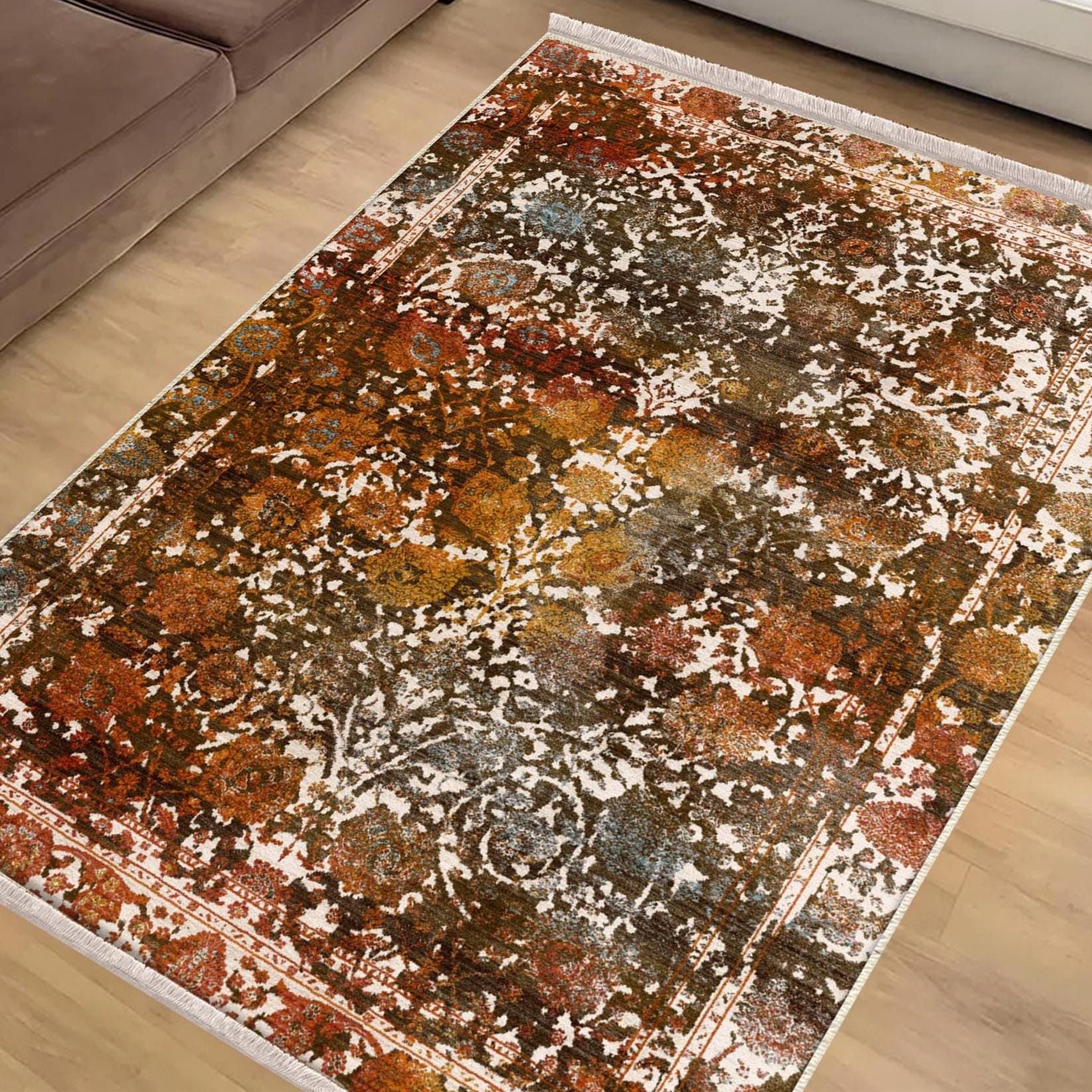 Authentic Ethnic Retro Persian Anatolian Turkish Kilim Area Rug, Washable Non Slip Living Room Rugs with pillow case gift, Housewarming Gift