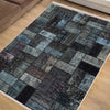 Dark Black Blue Patchwork Design Kilim Area Rug Runner, Boho Accent Carpet, Unique Room Mat, Washable Anti-Slip Rug with pillow case gift