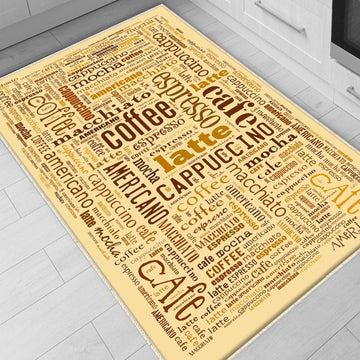 Coffee Cafe Kitchen Runner Rug - Washable Non-Slip Floor Mat, Durable Modern Kitchen Decor for Cooking & Baking Areas