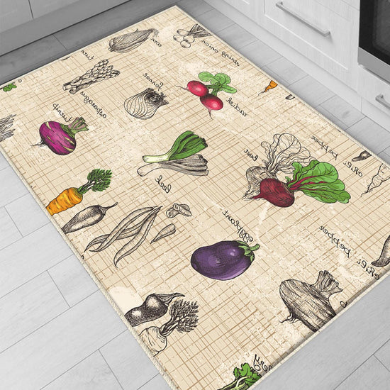 Vegetables Kitchen Runner Rug Non-Slip Washable Floor Mat Modern Decor Kitchen Mat Durable Anti-Fatigue Carpet Home Cooking Area Rug
