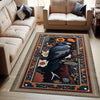 Gothic Raven Rug Dark Academia Orange Black Carpet Victorian Crow & Floral Witchcore Decor Area Rug Occult Aesthetic