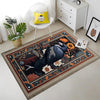 Gothic Raven Rug Dark Academia Orange Black Carpet Victorian Crow & Floral Witchcore Decor Area Rug Occult Aesthetic