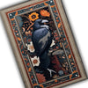 Gothic Raven Rug Dark Academia Orange Black Carpet Victorian Crow & Floral Witchcore Decor Area Rug Occult Aesthetic