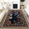 Gothic Raven Rug Dark Academia Orange Black Carpet Victorian Crow & Floral Witchcore Decor Area Rug Occult Aesthetic