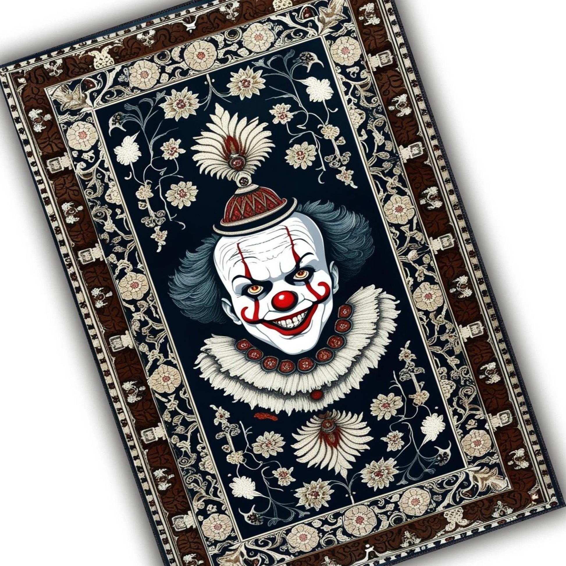 Scary Clown Rug for Gothic Decor, Horror Circus Clown Rug, Washable Non-Slip Gothic Rug, Home Gift Rug, Unique Horror Floor Mat