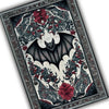 Gothic Bat Rug with Red Floral, Witchcore Decor Carpet for Dark Academia Room, Elegant Gothic Tapestry for Maximalist Goth Interiors