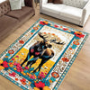 Black Deer Pattern Area Rug for Cabin Lodge Rustic Home Decor, Nordic Forest Animal Print Carpet for Living Room Charm