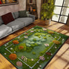 Botanical Moss Area Rug - Washable Green Floral Rug for Cottagecore, Farmhouse & Garden Inspired Home Decor Wildflower Plant Design