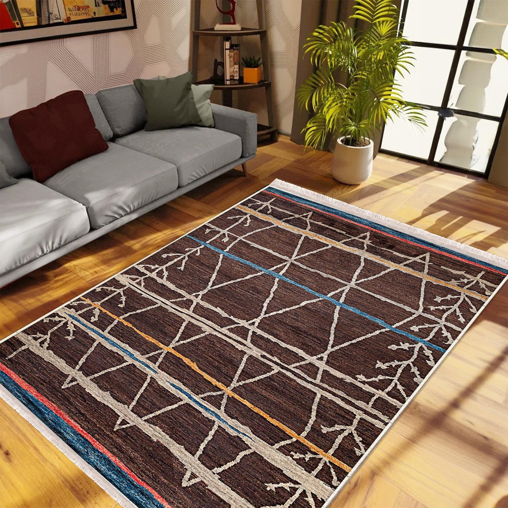 Authentic Ethnic Retro Persian Non-Slip Turkish Kilim Area Rug, Washable Living Room Rugs with pillow case gift, Housewarming Gift