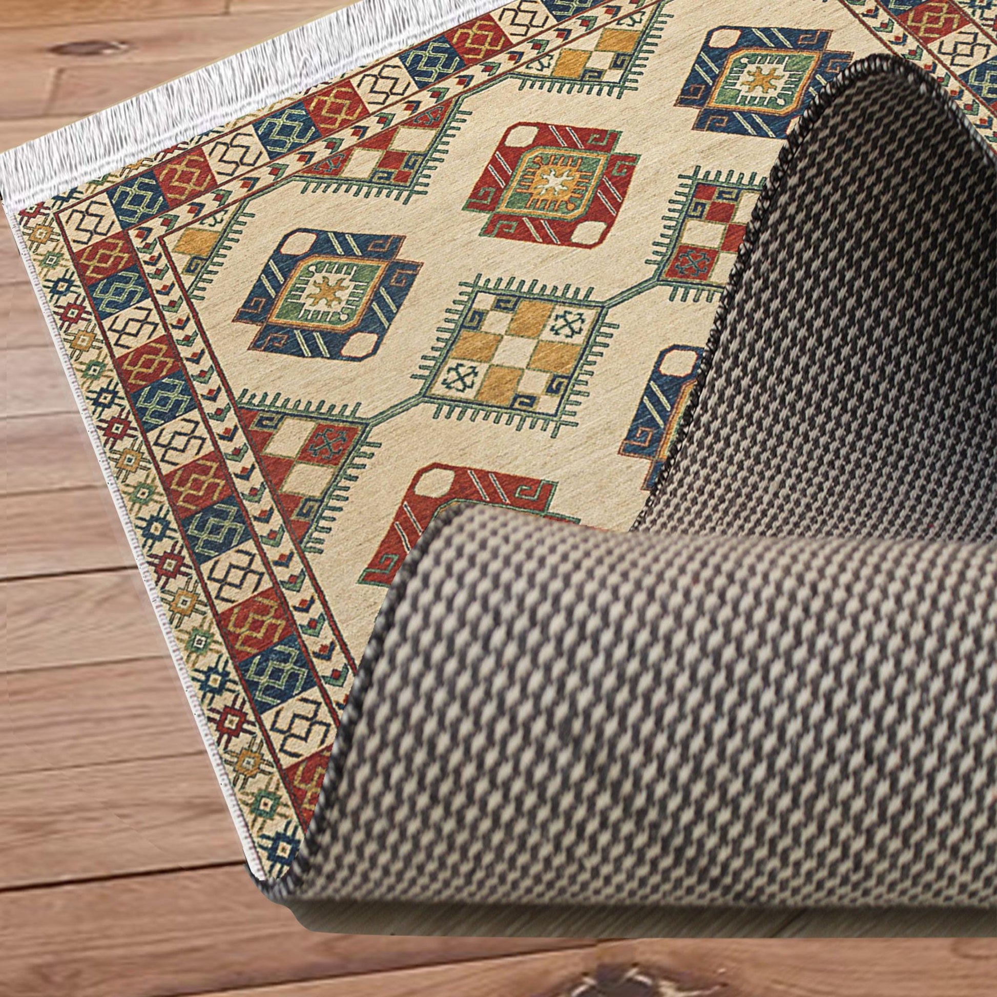 Authentic Ethnic Retro Persian Non-Slip Turkish Kilim Area Rug, Washable Living Room Rugs with pillow case gift, Housewarming Gift