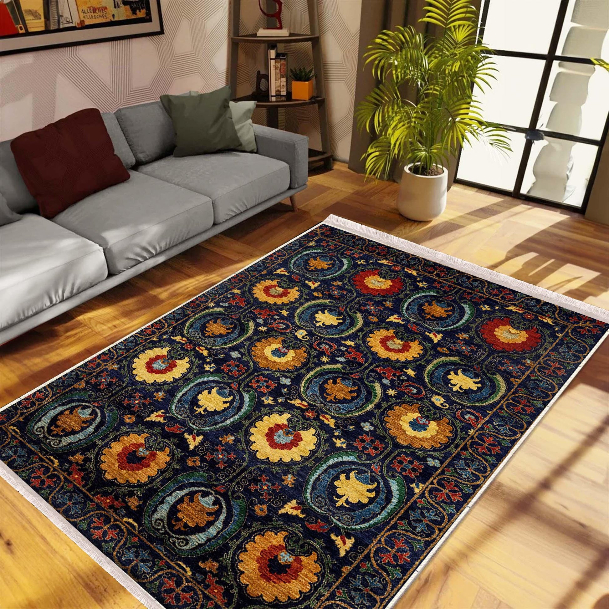 Authentic Ethnic Retro Persian Non-Slip Turkish Kilim Area Rug, Washable Living Room Rugs with pillow case gift, Housewarming Gift