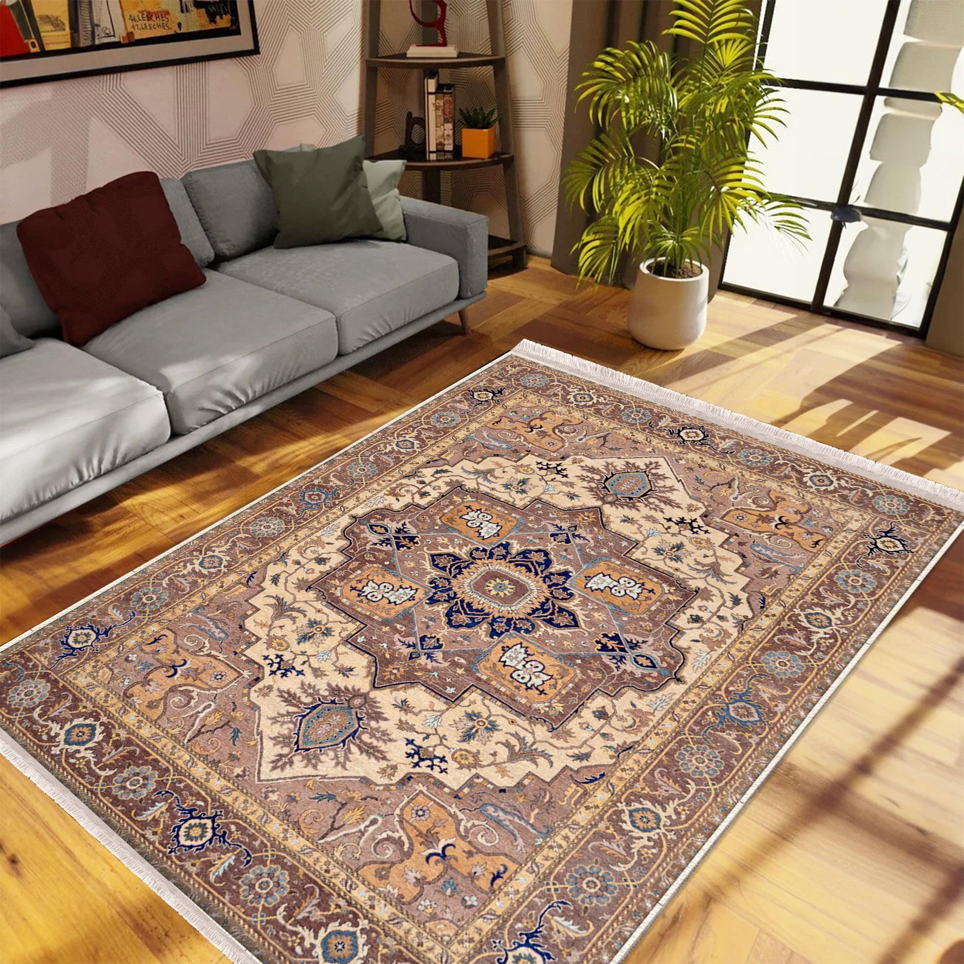 Authentic Ethnic Retro Persian Non-Slip Turkish Kilim Area Rug, Washable Living Room Rugs with pillow case gift, Housewarming Gift