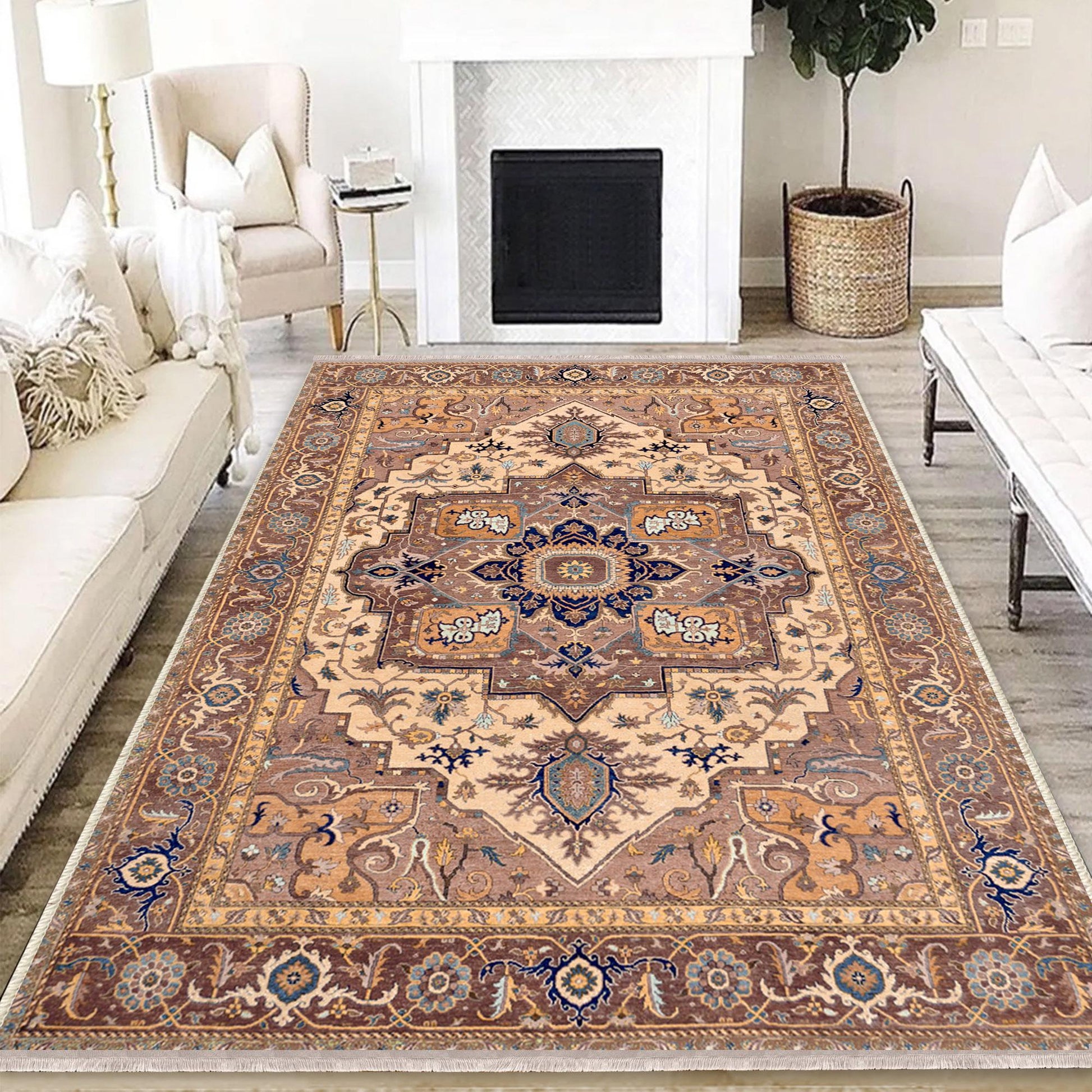 Authentic Ethnic Retro Persian Non-Slip Turkish Kilim Area Rug, Washable Living Room Rugs with pillow case gift, Housewarming Gift