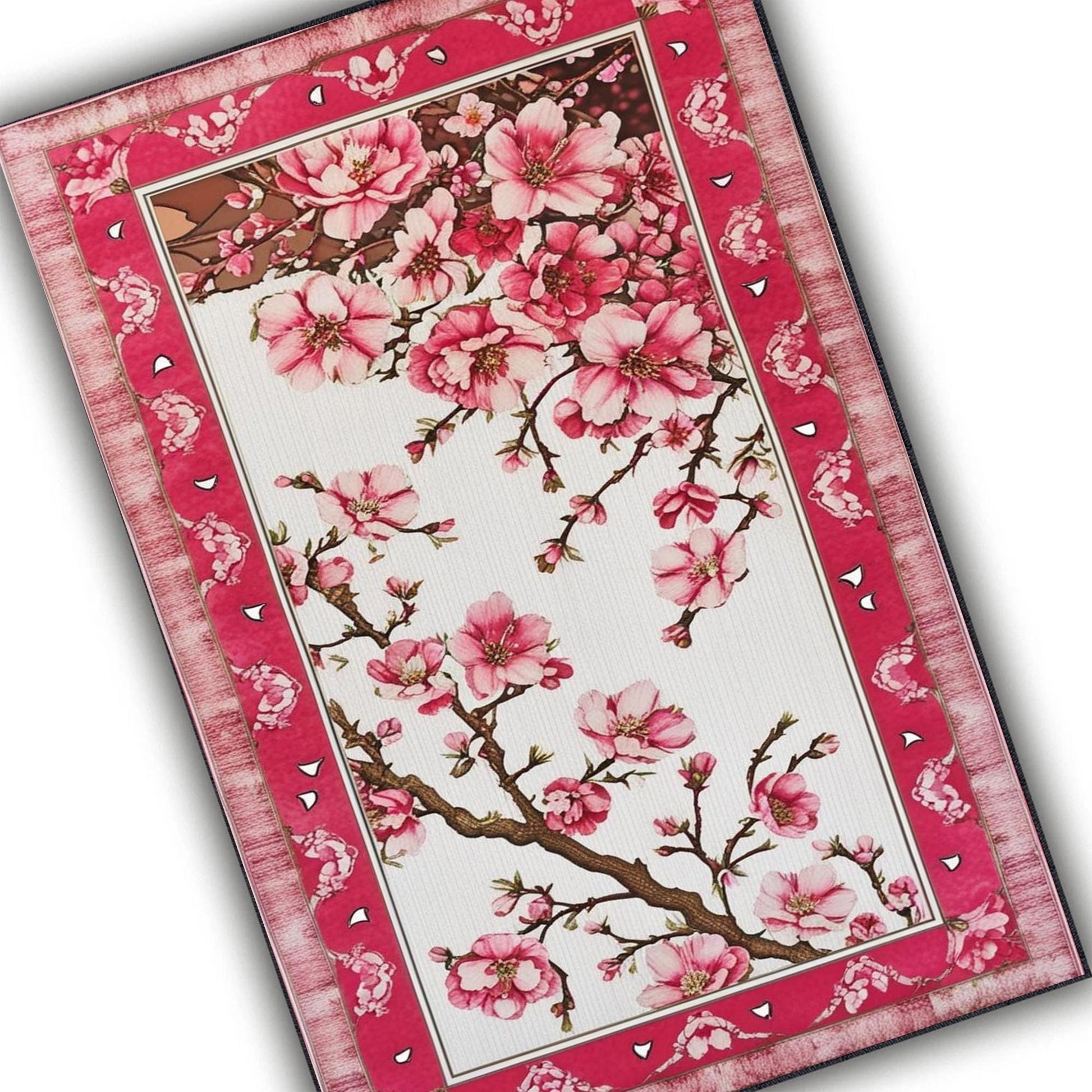 Cherry Blossom Rug Vintage Look Pink Rug Cozy Cottagecore Home Decor Cute Bedroom Aesthetic Girly Room Decor