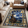 Vincent Van Gogh Starry Night Oriental Rug - Traditional Area Rug, Art-Inspired Carpet for Living Room & Bedroom Decor