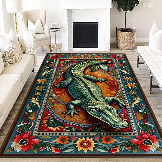 Gator Shaped Rug, Fun Animal Bathroom Mat, Quirky Florida Home Decor, Unique Housewarming Gift, Alligator Jungle Carpet, Crocodile Floor Mat