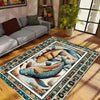 Koi Fish Rug – Colorful Japanese Design Area Rug for Living Room, Office & Home Decor, Unique Gift for Him Her, Housewarming Pond Art Carpet