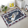 Majestic Wolf Rug with Floral Border, Realistic Non-Slip Area Rug for Rustic Homes, Cabins Nature Lovers, Washable Spirit Animal Decor Gift