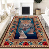 Traditional Leopard Rug, Colorful Painting Style Rustic Area Rug, Animal Print Home Decor, Unique Tribal Accent Carpet