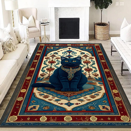 Whimsical Cat Rug Gothic Decor Dark Cottagecore Dark Academia Rug Moody Maximalism Cat Lovers Housewarming Gift