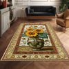 Sunflower Area Rug for Living Room & Bedroom, Traditional Rustic Colorful Flowers Rug, Painting Style Floral Decor Kitchen Mat