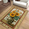 Sunflower Area Rug for Living Room & Bedroom, Traditional Rustic Colorful Flowers Rug, Painting Style Floral Decor Kitchen Mat
