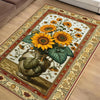 Sunflower Area Rug for Living Room & Bedroom, Traditional Rustic Colorful Flowers Rug, Painting Style Floral Decor Kitchen Mat
