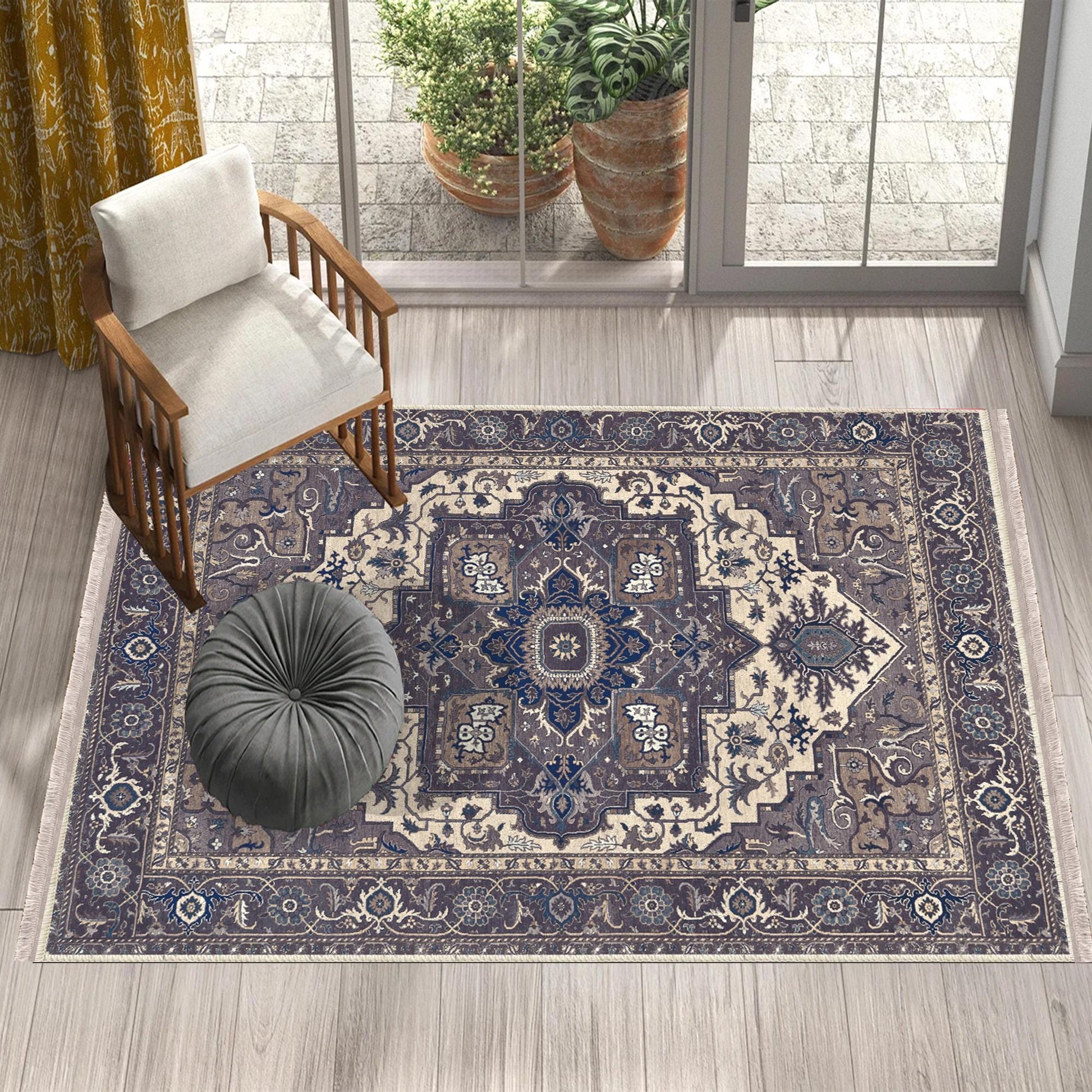 Authentic Ethnic Retro Persian Non-Slip Turkish Kilim Area Rug, Washable Living Room Rugs with pillow case gift, Housewarming Gift