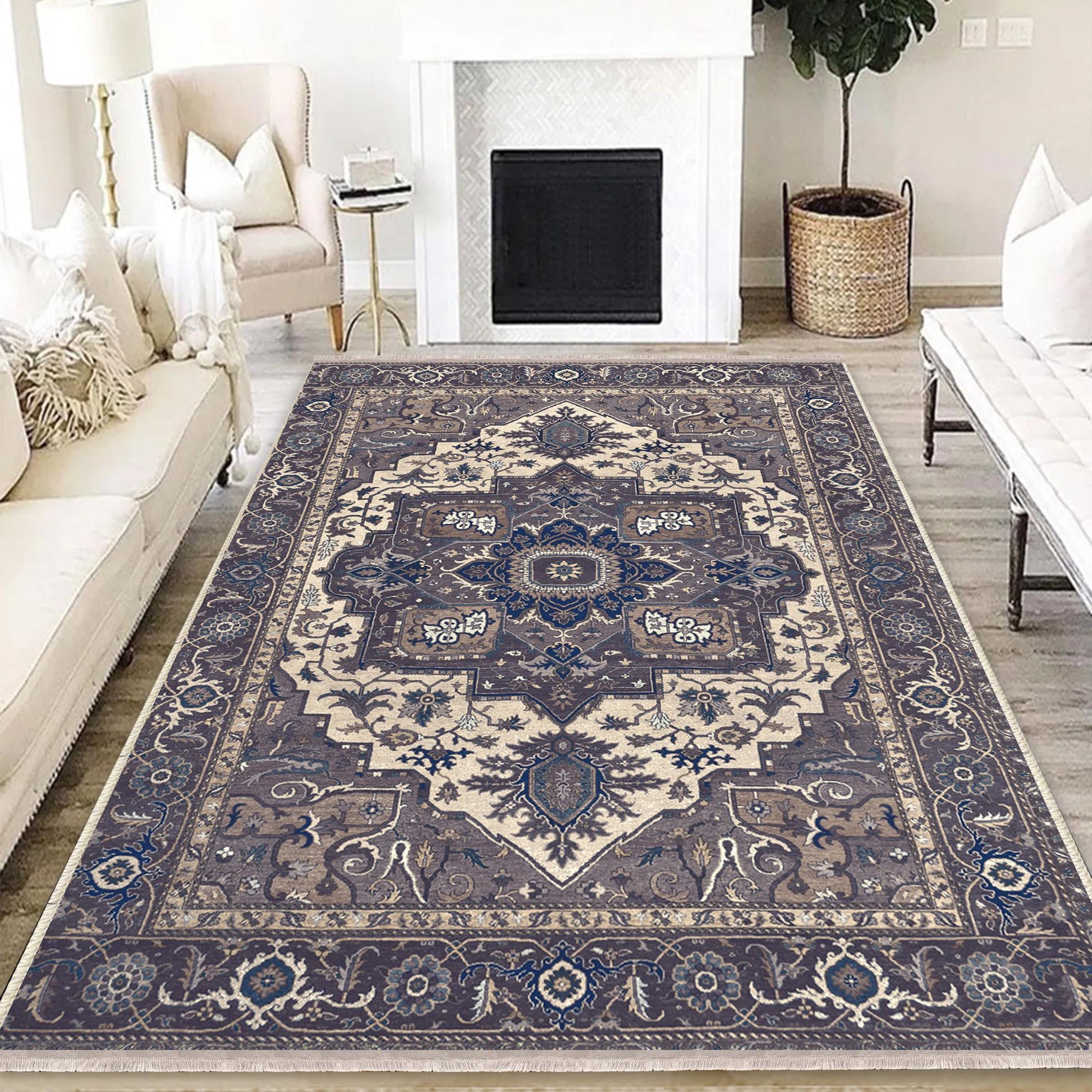 Authentic Ethnic Retro Persian Non-Slip Turkish Kilim Area Rug, Washable Living Room Rugs with pillow case gift, Housewarming Gift