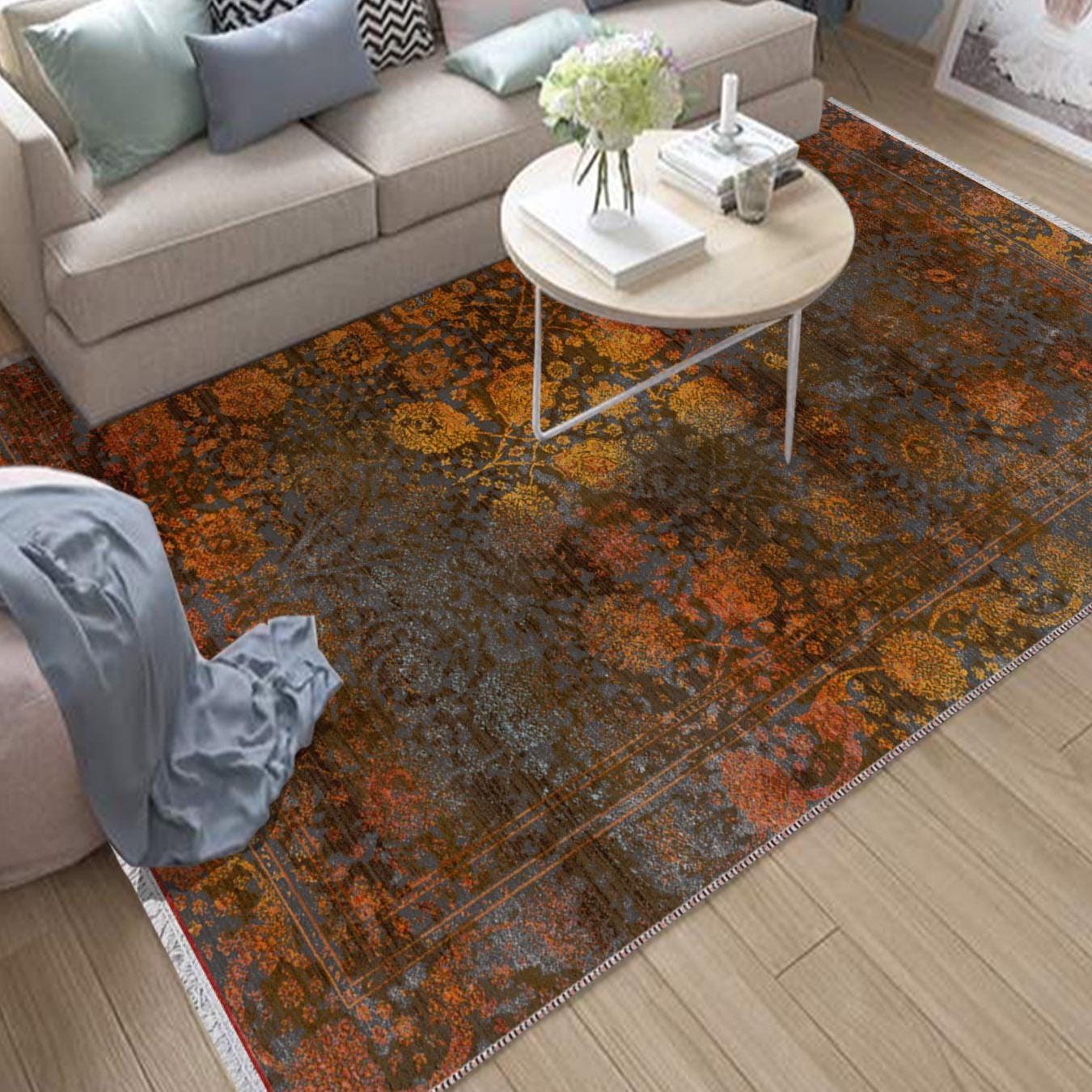 Colorful Persian Anatolian Area Rug|Ethnic Print Turkish Rug|Vintage Carpet|Washable Living Room Rug|Ottoman Court Carpet|Traditional Decor