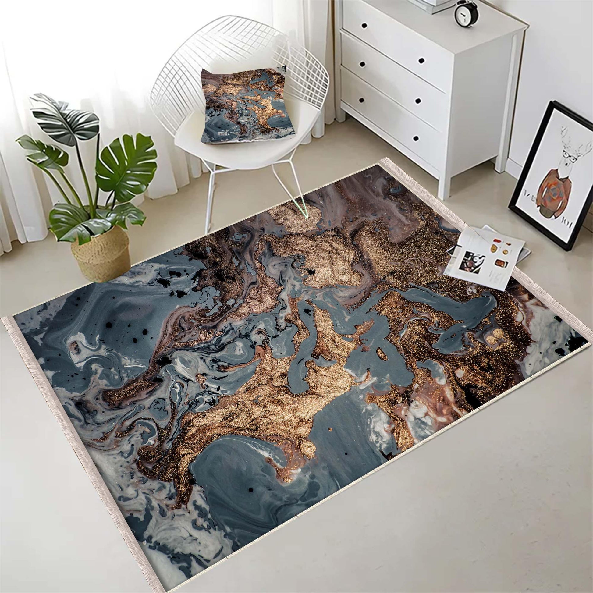 Authentic Ethnic Retro Persian Non-Slip Turkish Kilim Area Rug, Washable Living Room Rugs with pillow case gift, Housewarming Gift