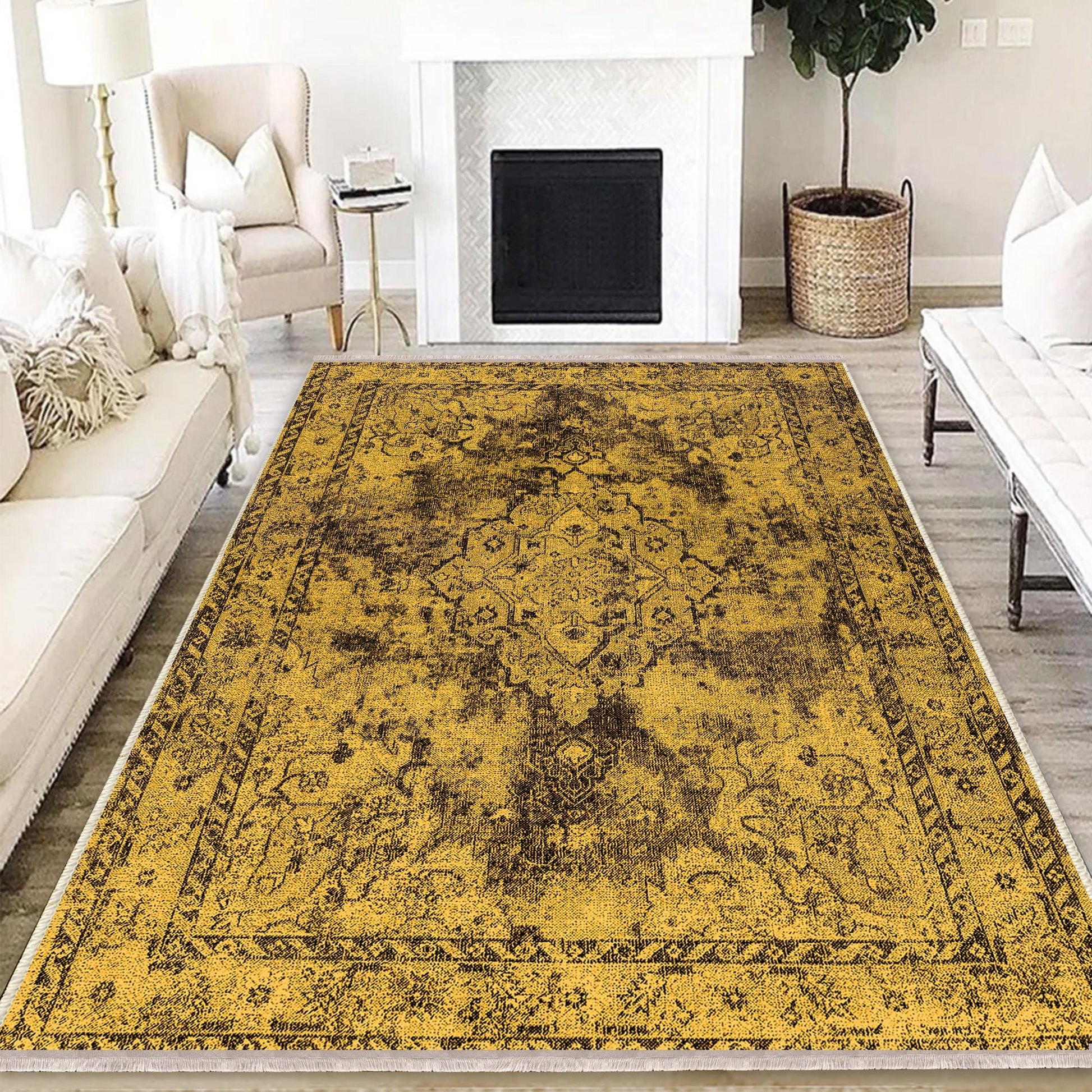 Authentic Ethnic Retro Persian Anatolian Turkish Kilim Area Rug, Washable Non Slip Living Room Rugs with pillow case gift, Housewarming Gift