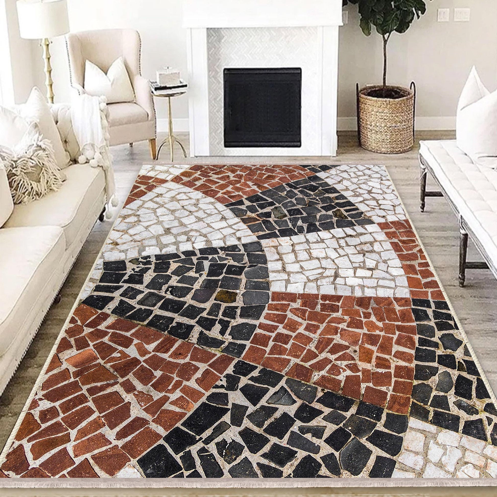 Authentic Ethnic Retro Persian Anatolian Turkish Kilim Area Rug, Washable Non Slip Living Room Rugs with pillow case gift, Housewarming Gift